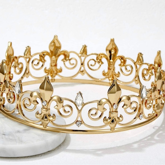 Royal Crown for Men’s, Prom, Wedding,Halloween, Birthday Party, Masquerade Gift - Picture 2 of 3